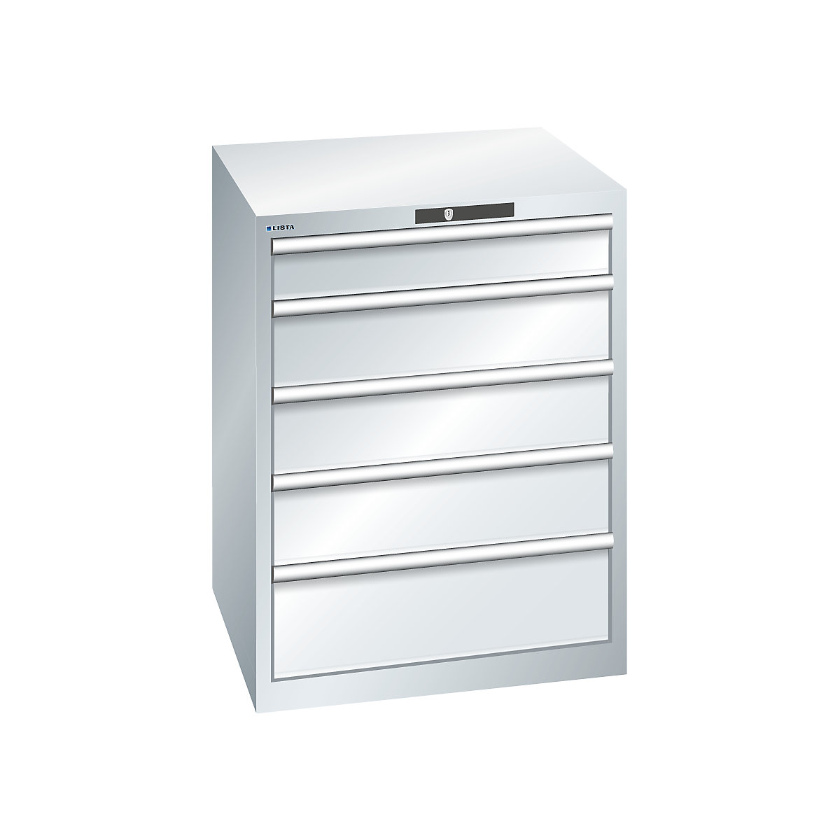 Dulap cu sertare, 5 sertare – LISTA, lăț. x ad. x î. 717 x 725 x 850 mm, gri deschis, sarcină maximă sertare 200 kg-0