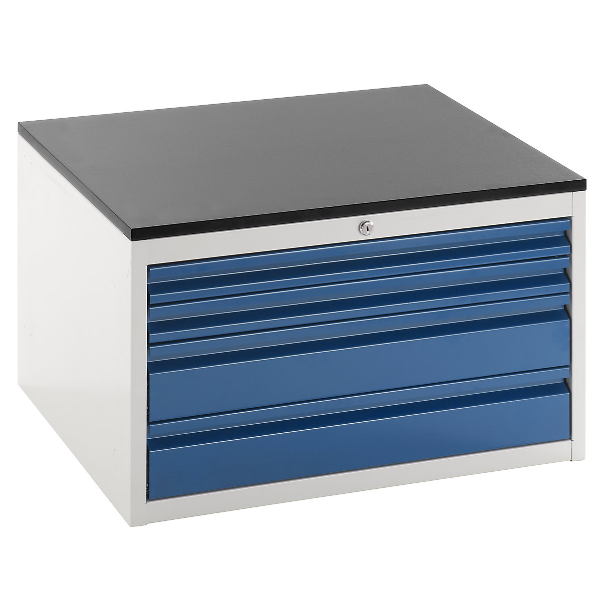Dulap cu sertare cu glisiere telescopice – RAU, înălțime 460 mm, sertare 2 x 60, 2 x 120 mm, gri deschis / albastru gențiană, lățime 770 mm-0