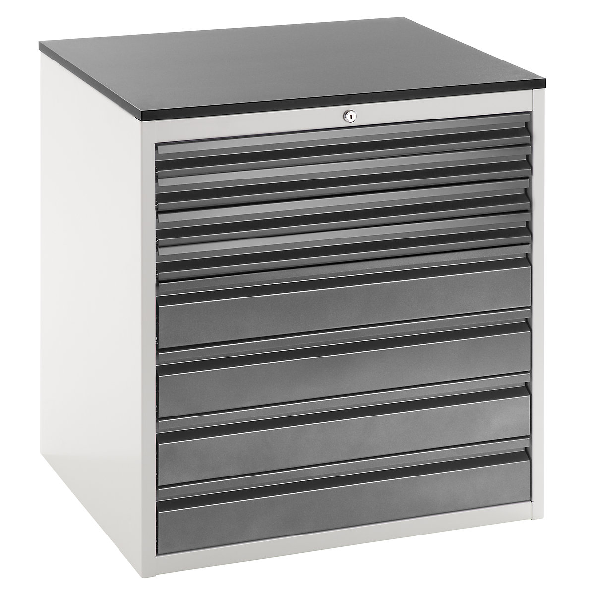 Dulap cu sertare cu glisiere telescopice – RAU, înălțime 820 mm, sertare 4 x 60, 4 x 120 mm, gri deschis / antracit, lățime 770 mm-0
