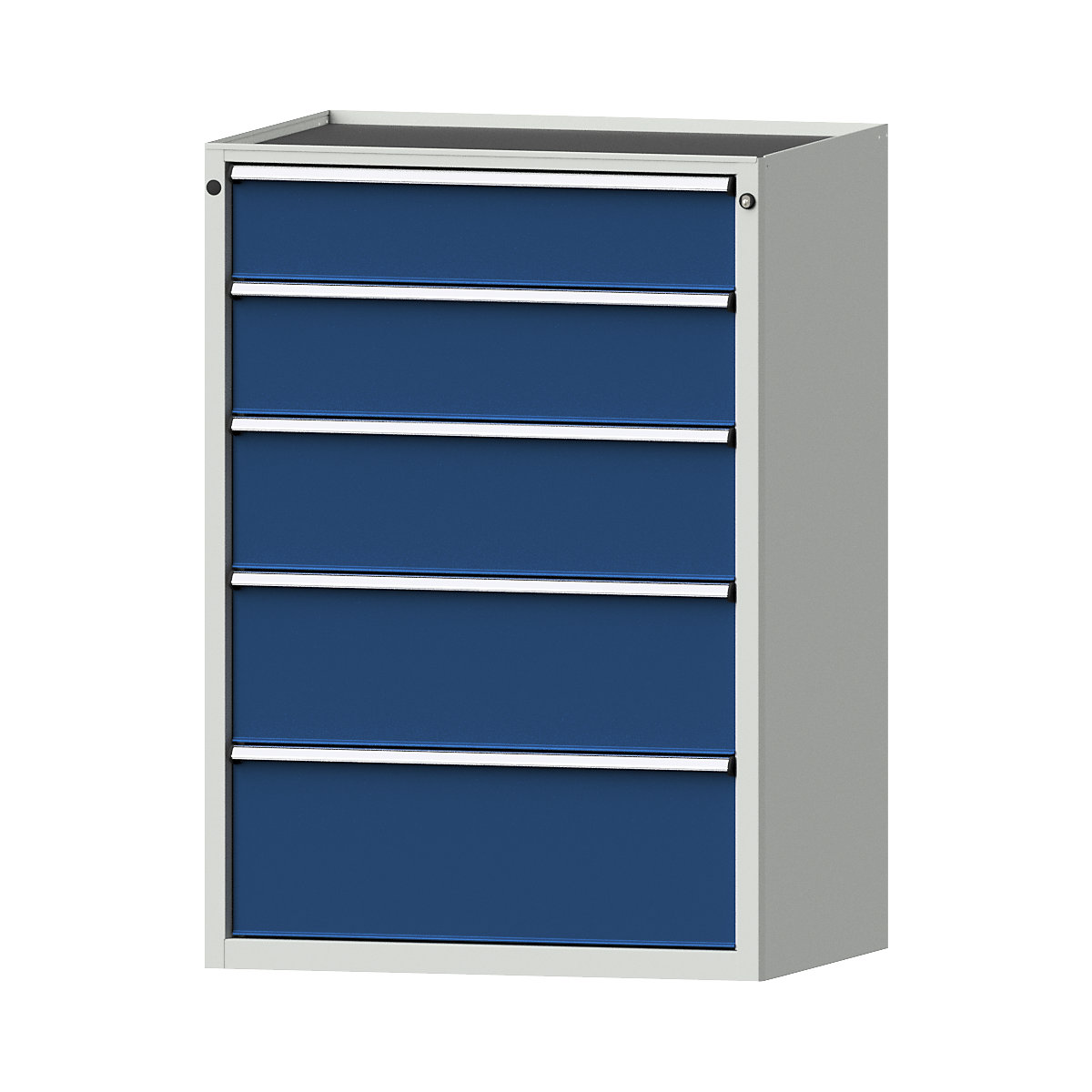 Dulap cu sertare – ANKE, lăț. x ad. 910 x 675 mm, capacitate portantă sertare 200 kg, 5 sertare, înălțime 1280 mm, front albastru gențiană-0