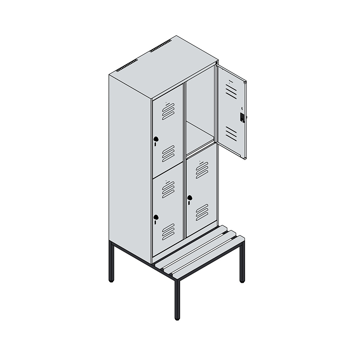Vestiar cu două niveluri Classic PLUS cu bancă – C+P (Imagine produs 3)-2