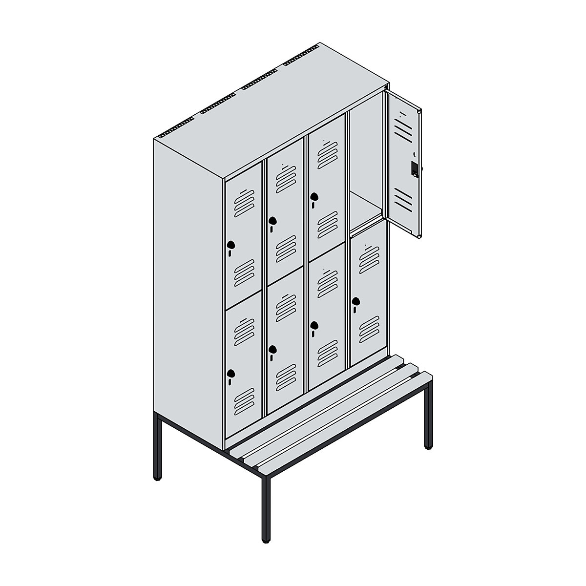 Vestiar cu două niveluri Classic PLUS cu bancă – C+P (Imagine produs 3)-2