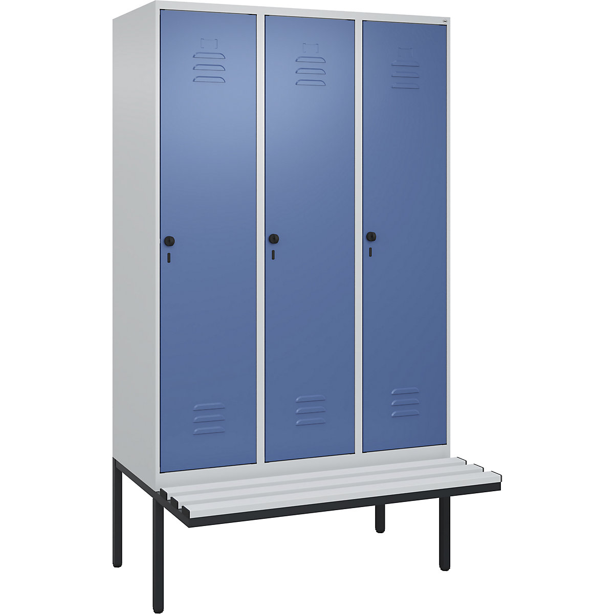 Vestiar pentru haine curate și murdare Classic PLUS cu bancă, îngust – C+P (Imagine produs 2)-1