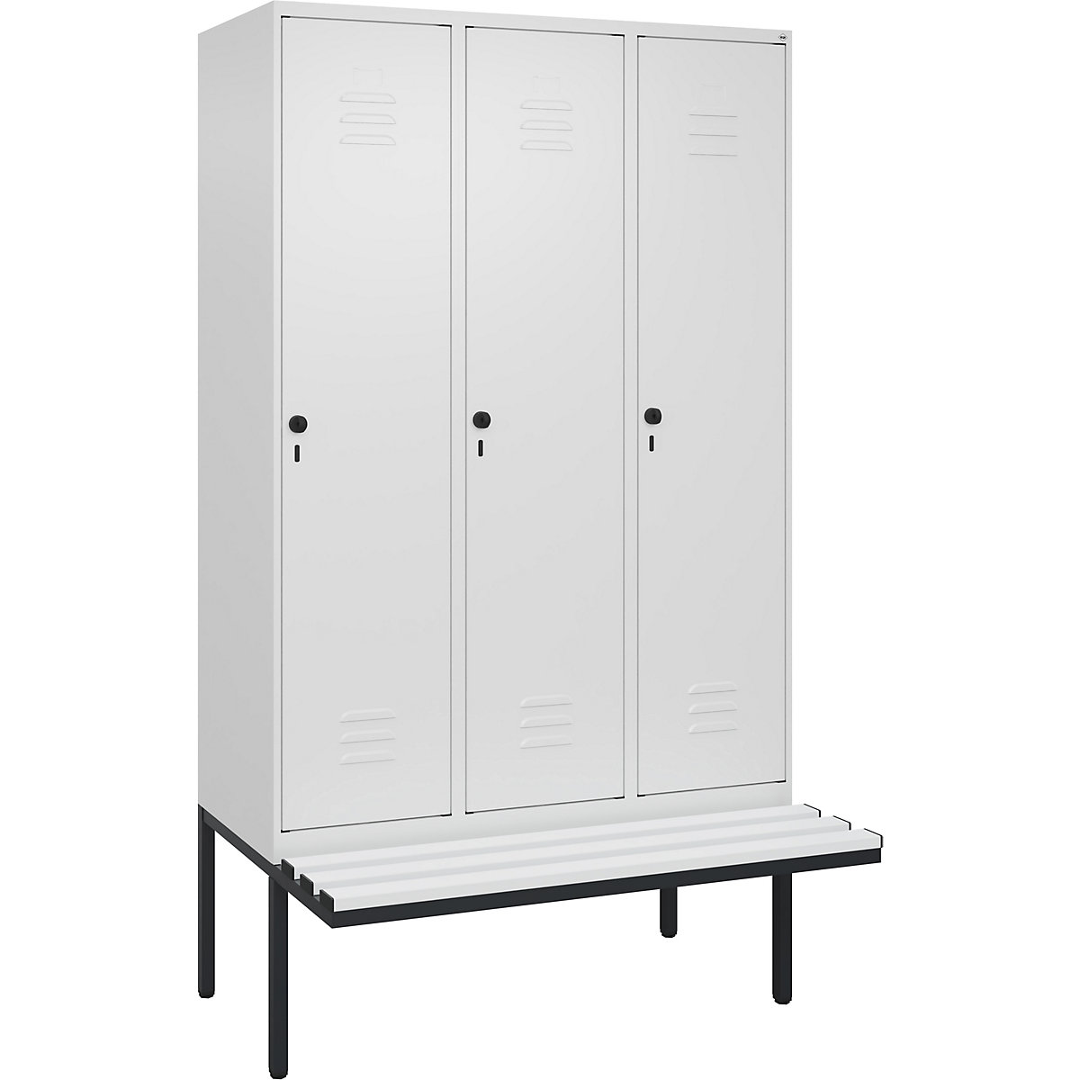 Vestiar pentru haine curate și murdare Classic PLUS cu bancă, îngust – C+P (Imagine produs 2)-1