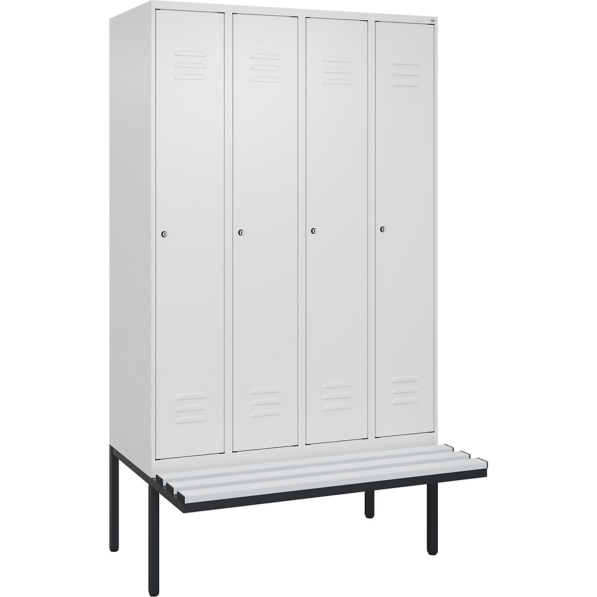 Vestiar pentru haine curate și murdare Classic PLUS cu bancă, îngust – C+P (Imagine produs 2)-1