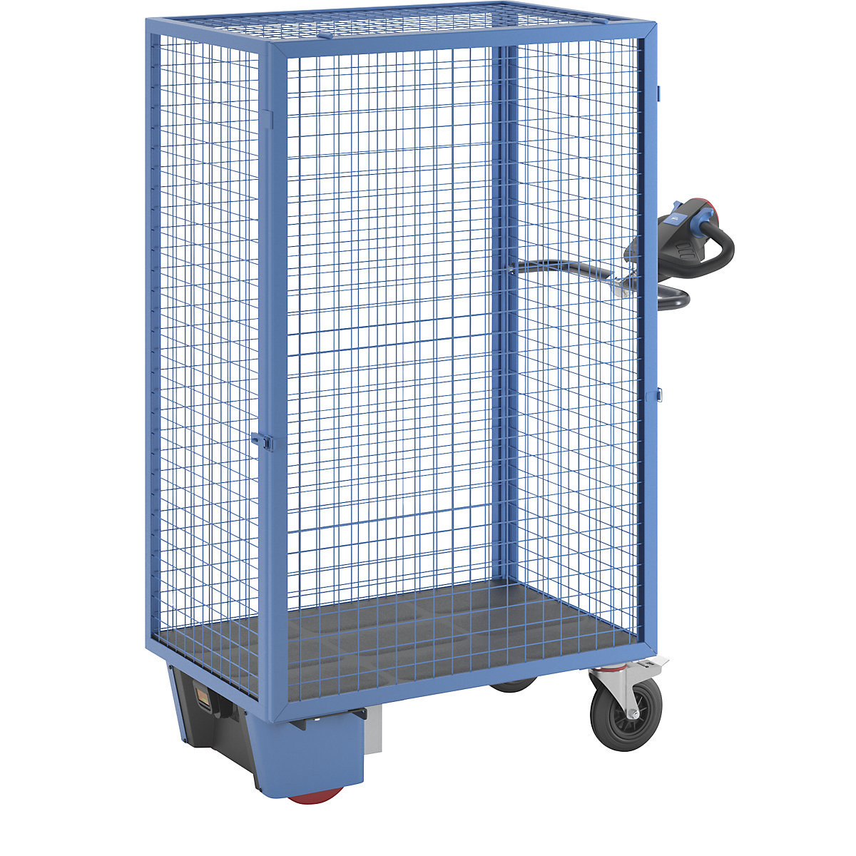 Shelf truck with electric drive – eurokraft pro, 3 sided with/without detachable mesh panel, detachable mesh panel, LxWxH 1470 x 740 x 1810 mm-1