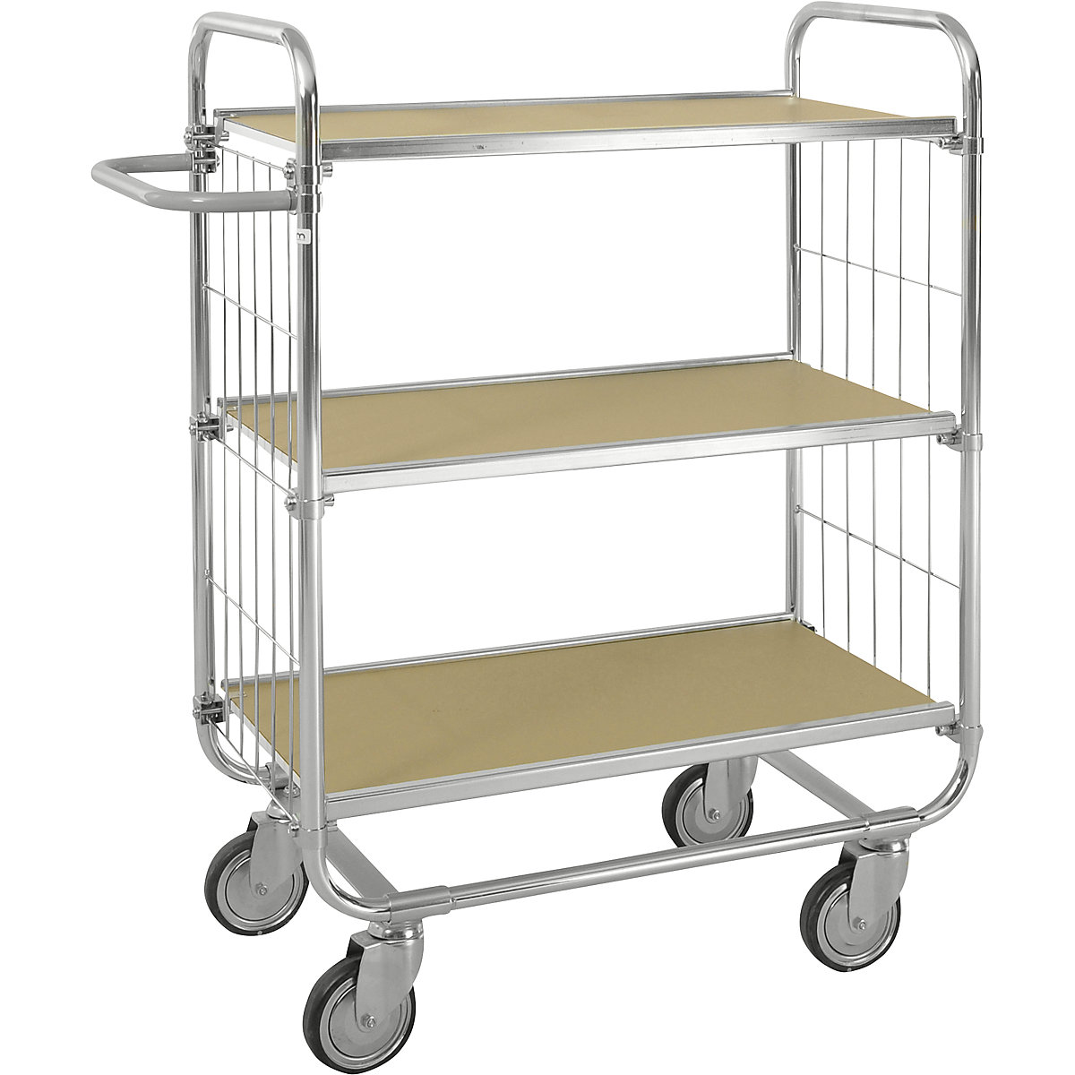 Kongamek ESD-Etagenwagen, mit 3 Böden, 4 Rollen, 2 feststellbar, Länge 815 mm, BxH 470 x 1120 mm