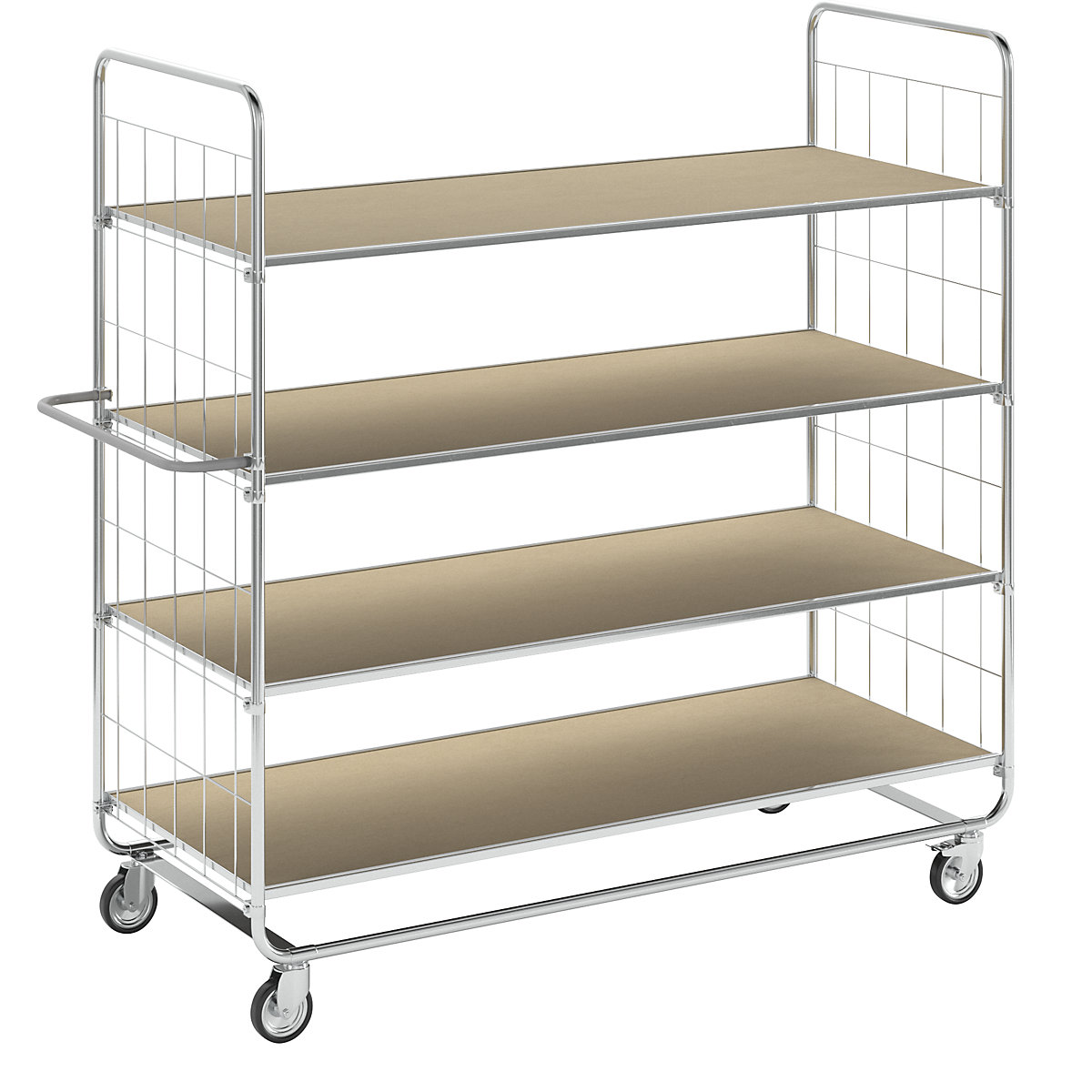 ESD shelf truck, with 4 shelves – Kongamek, 4 castors, 2 with stops, LxWxH 1195 x 470 x 1120 mm-6