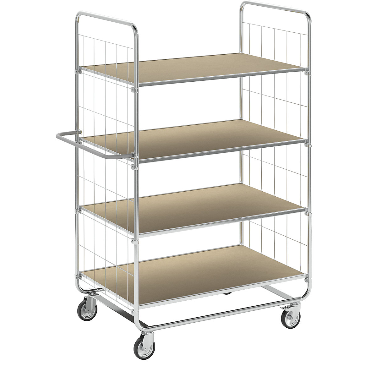 ESD shelf truck, with 4 shelves – Kongamek, 4 castors, 2 with stops, LxWxH 815 x 470 x 1120 mm, 2+ items-3