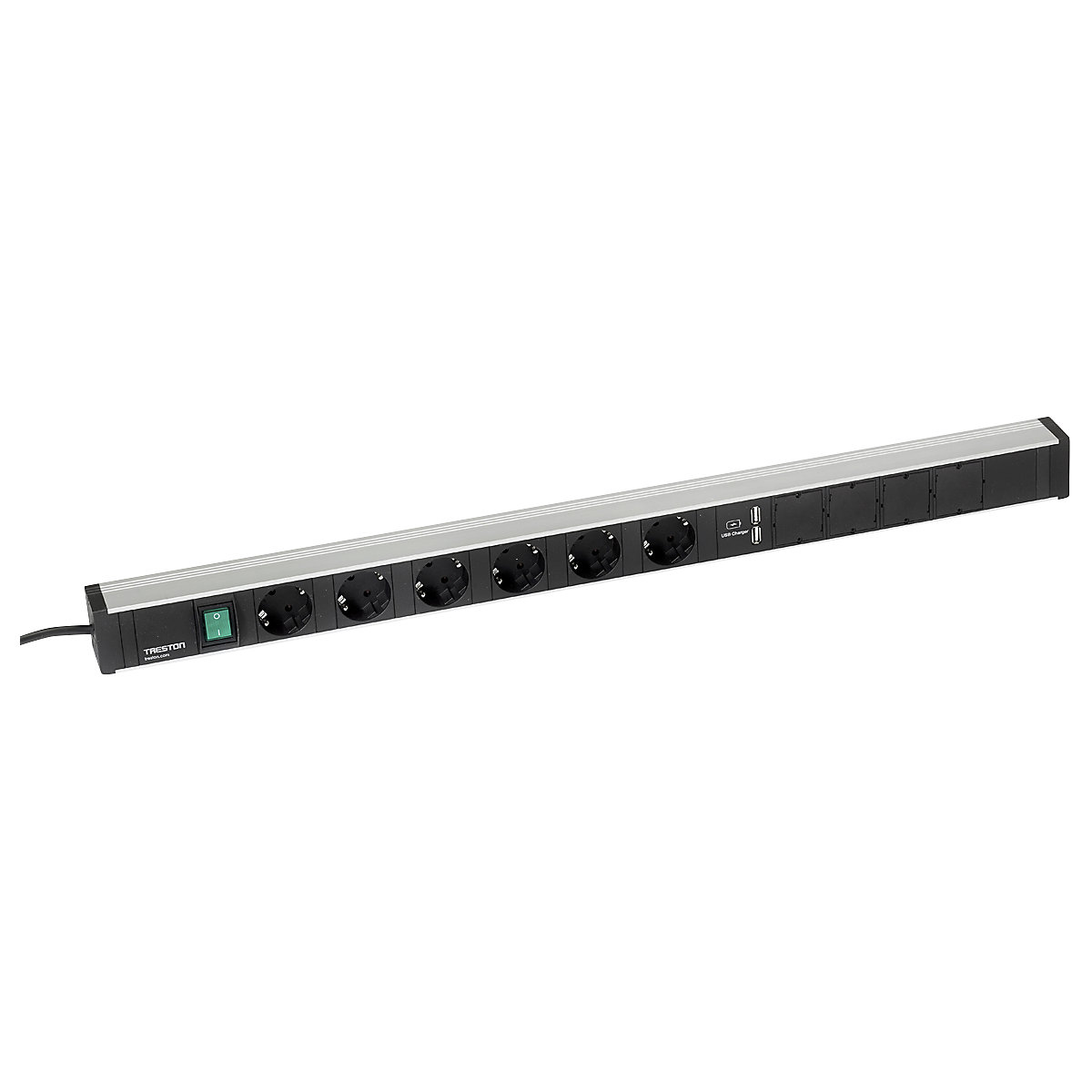 Prelungitor pentru mese de lucru – Treston, 6 prize, comutator, 2 x USB, lungime 836 mm-0
