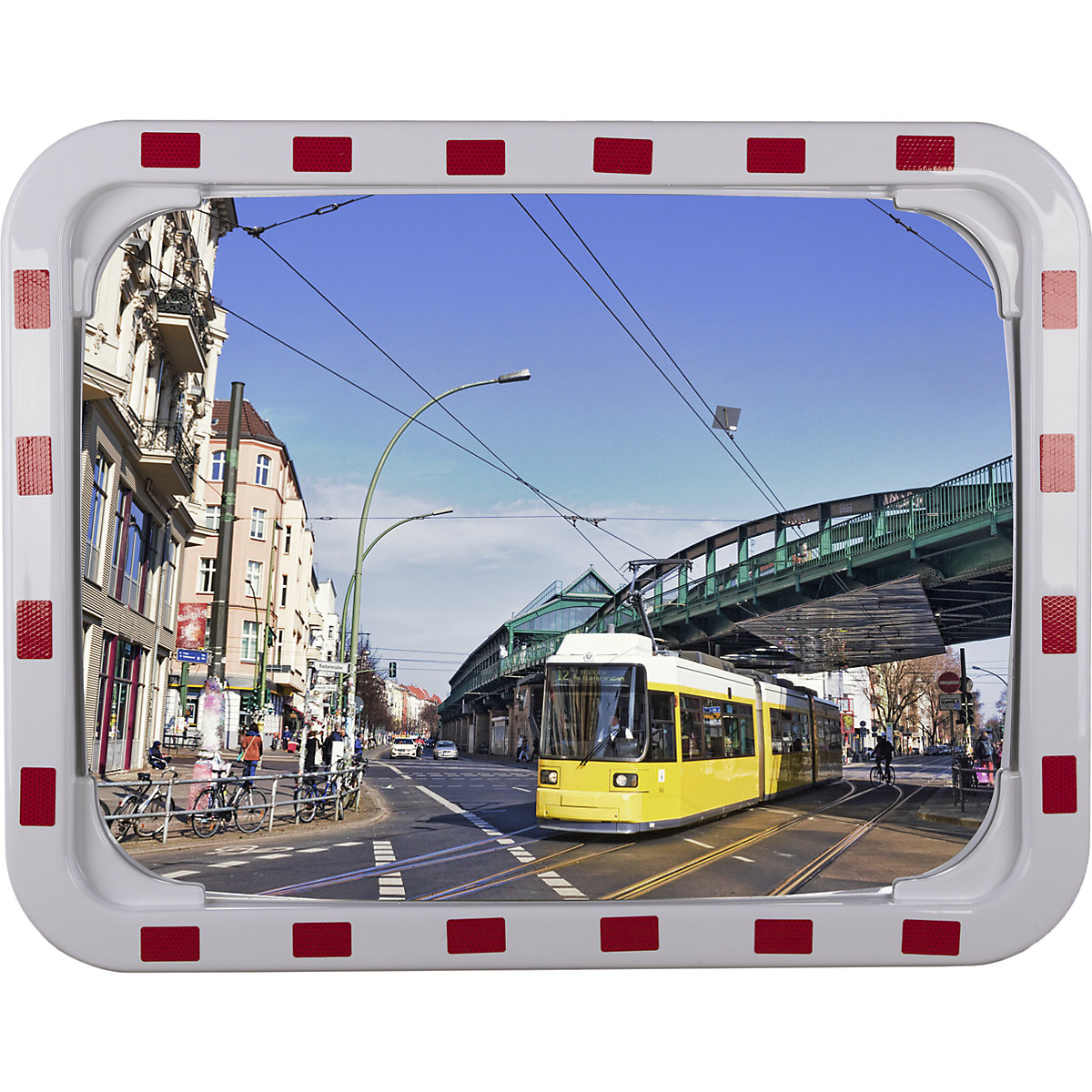 Oglindă pentru trafic, cu suport universal – dancop, dreptunghiulară, î. x lăț. x ad. 600 x 800 x 50 mm-0