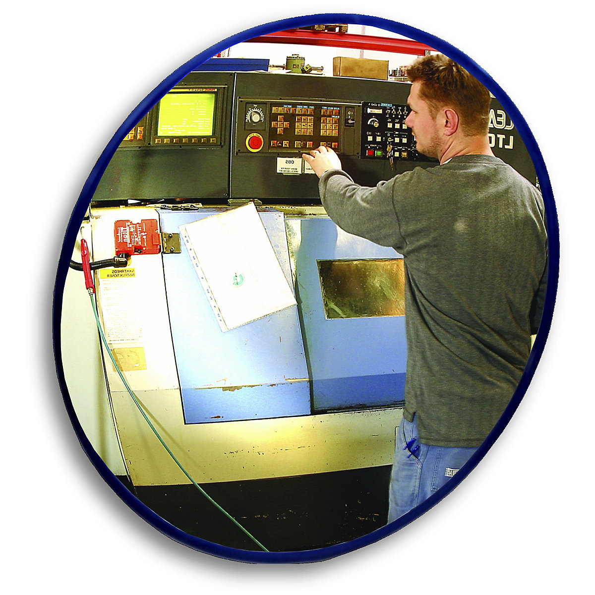 Oglindă rotundă cu braț telescopic pentru perete – eurokraft pro, pentru montaj fix, Ø oglinzii 800 mm-0