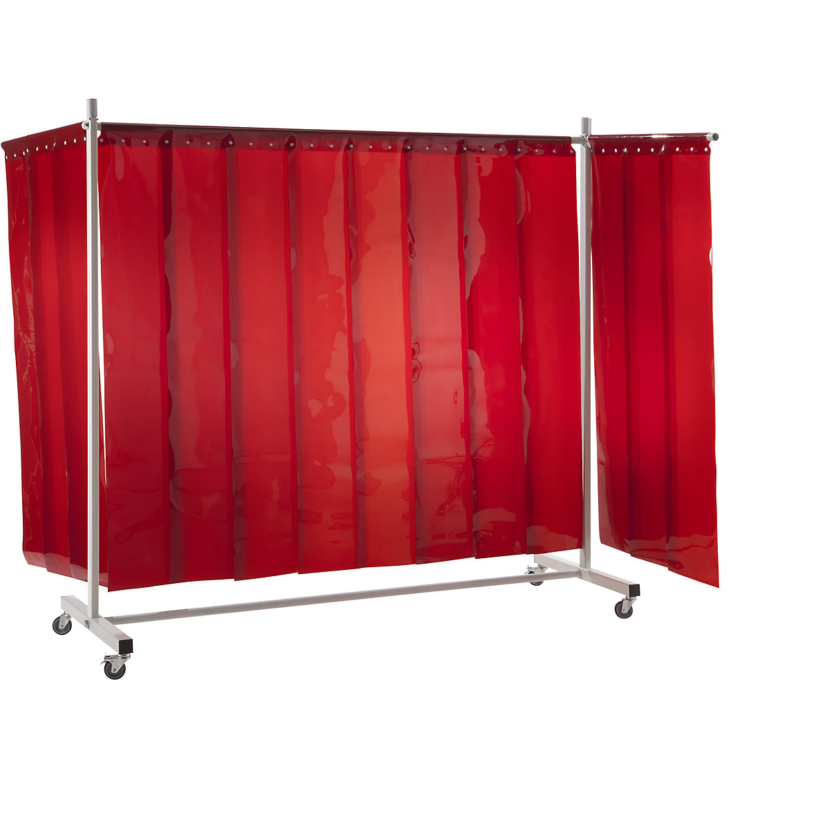 Panou de protecție pentru sudură, mobil, cu perdea cu lamele, roșu, lăț. x î. 3700 x 2100 mm, 3 element-0