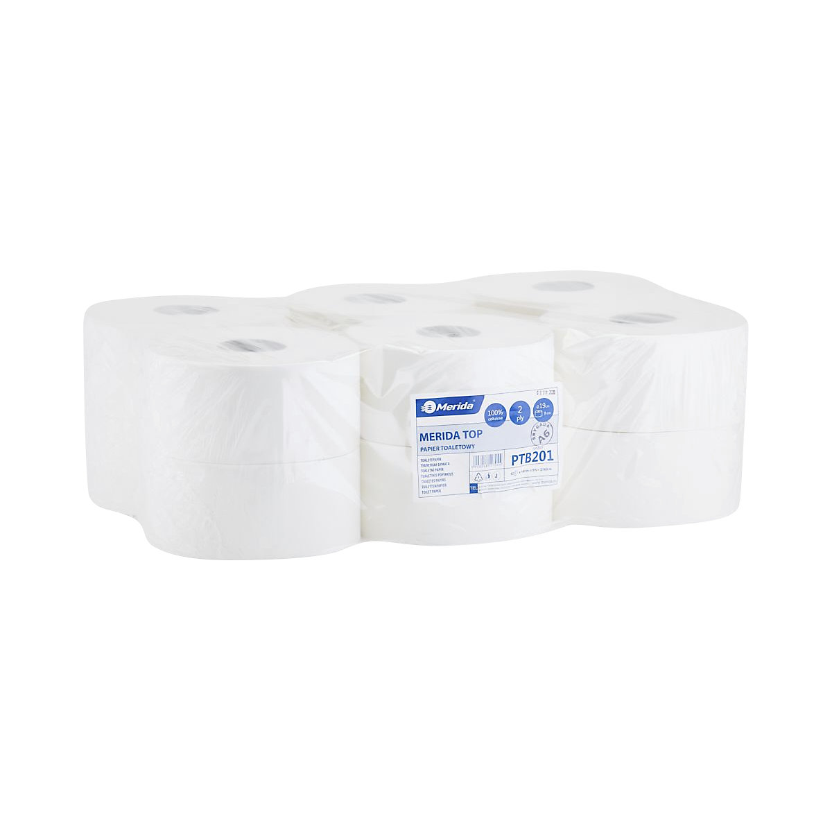 Hârtie igienică MERIDA TOP, 100% celuloză, 2 straturi, amb. câte 12 role, lungimea rolei 180 m-0