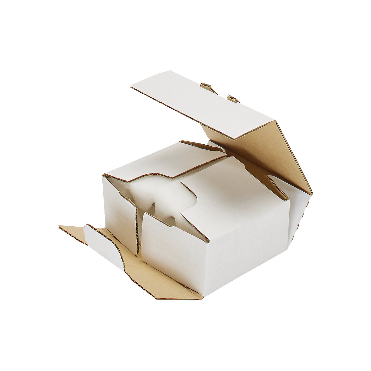 Boîte avec calage mousse, avec fermeture par encoche ou autocollante, dim. int. 120 x 88 x 42 mm, blanc, à partir de 100 pièces-1