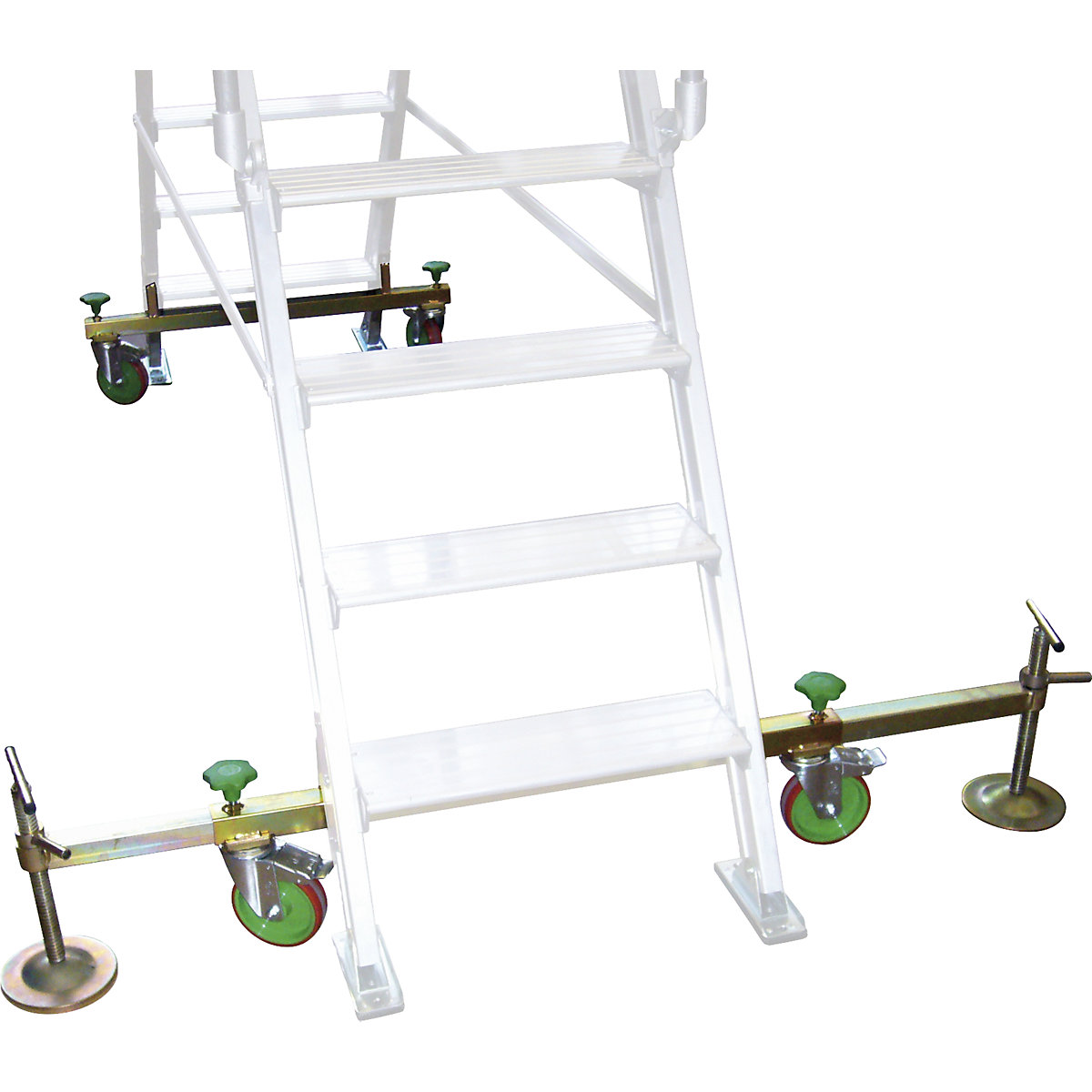 Juego de ruedas para pasarela de aluminio para escaleras
