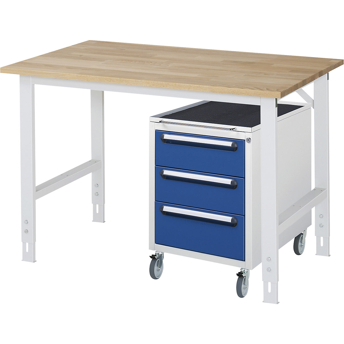 Mesa de trabalho com armário de gavetas