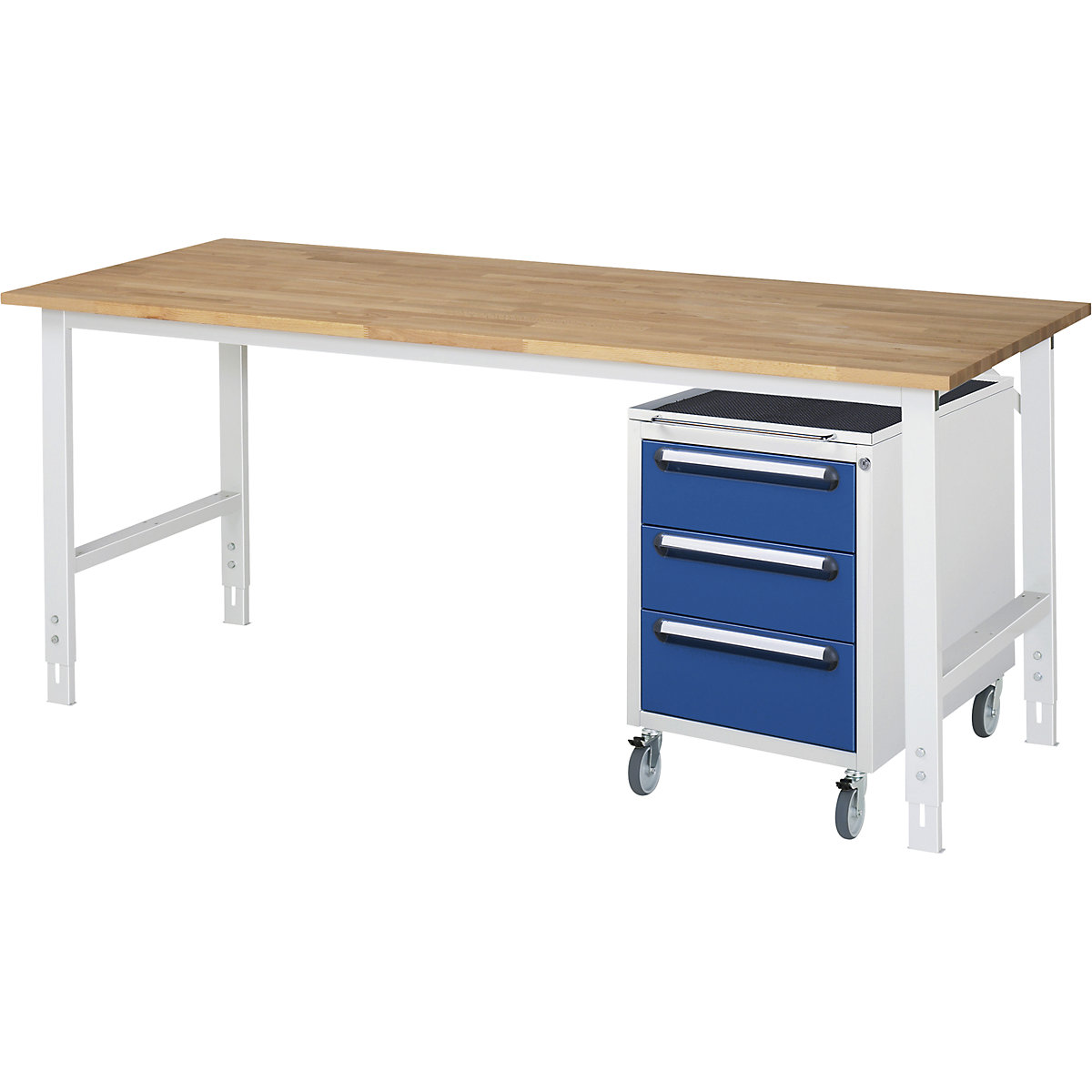 Mesa de trabalho com armário de gavetas