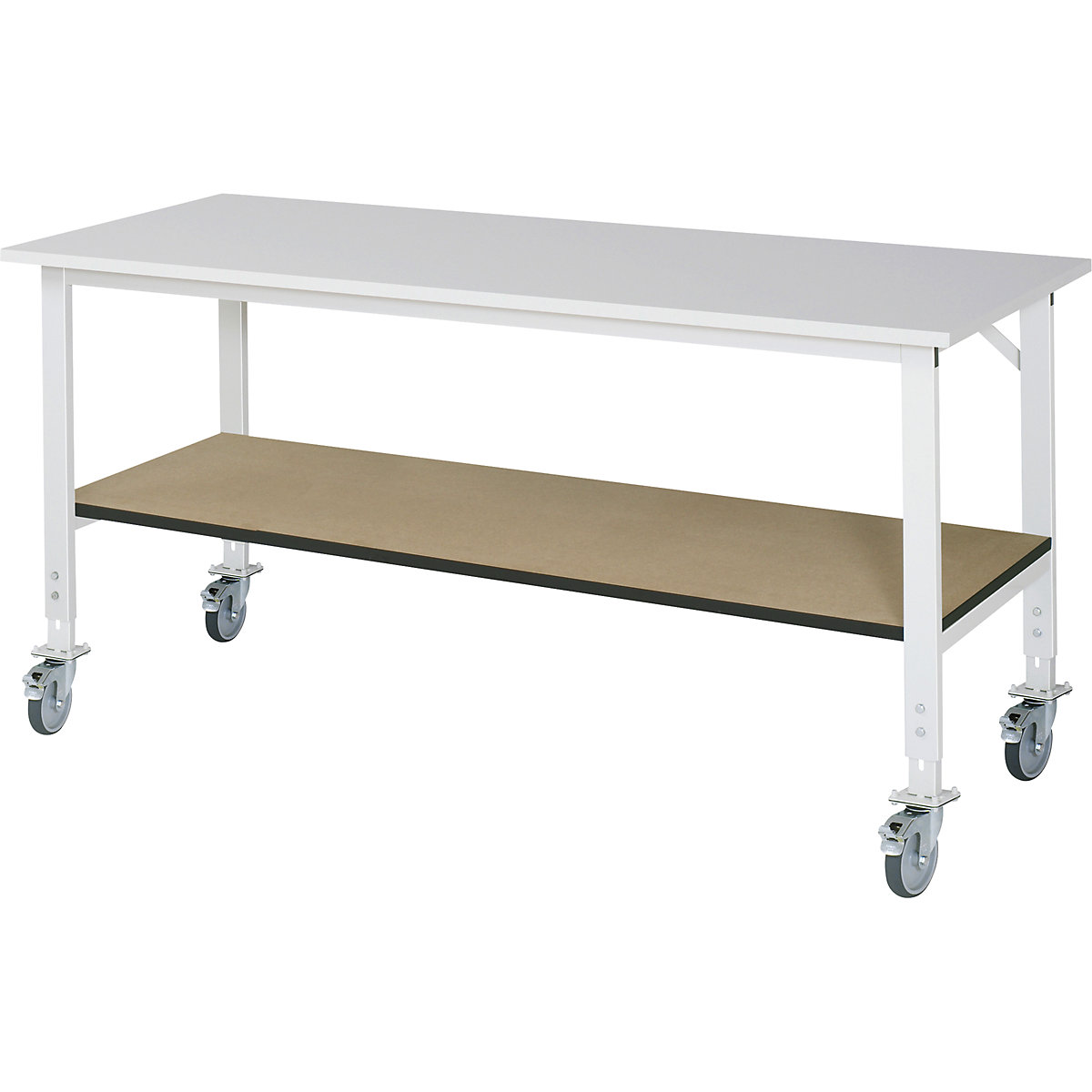 Mesa de trabajo con estante, rodante – RAU