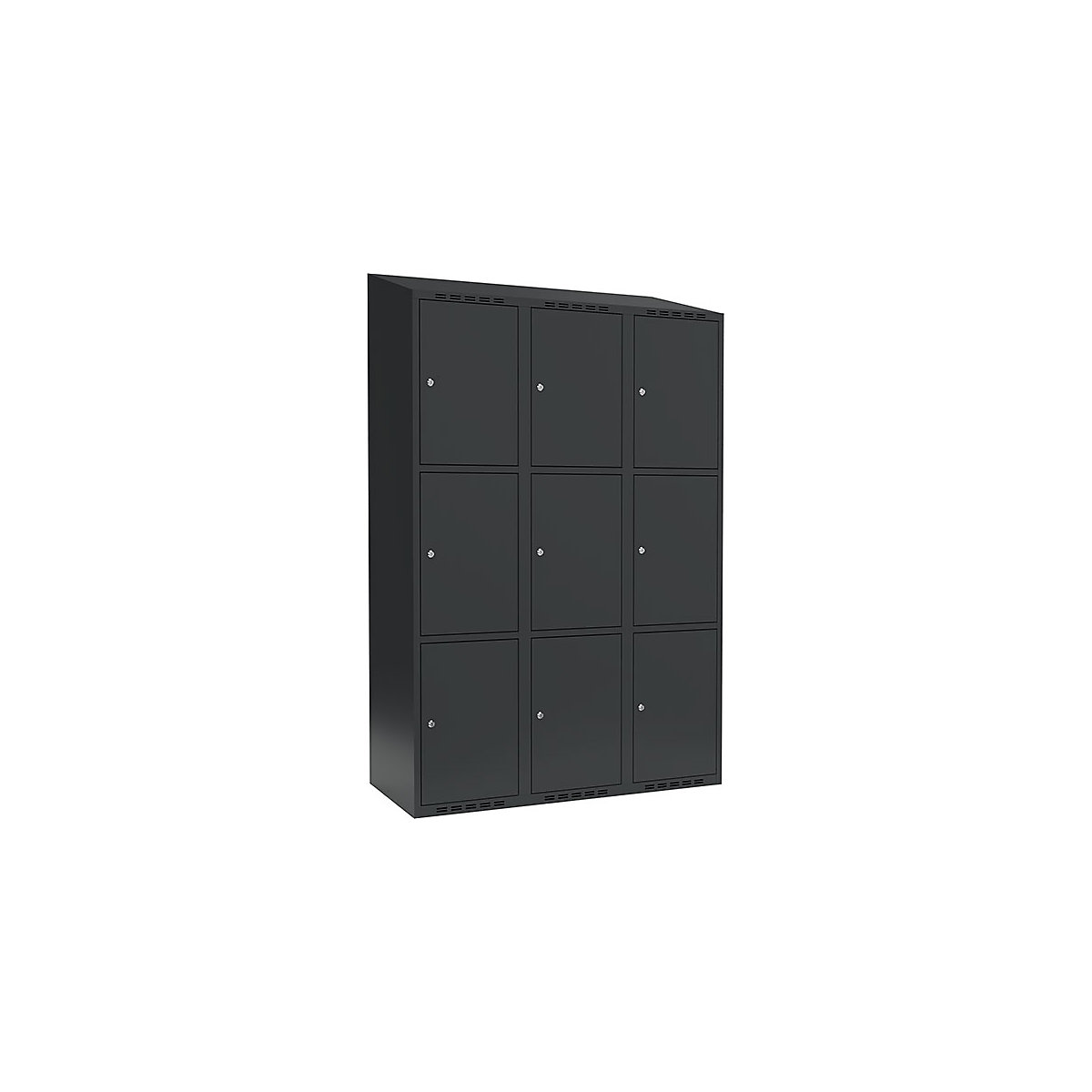 Armário de cacifos com 3 compartimentos Fydor, 3 compartimentos, cinzento, L 1200 mm, 3 compartimentos, forma de teto inclinado, fechadura de cilindro-6