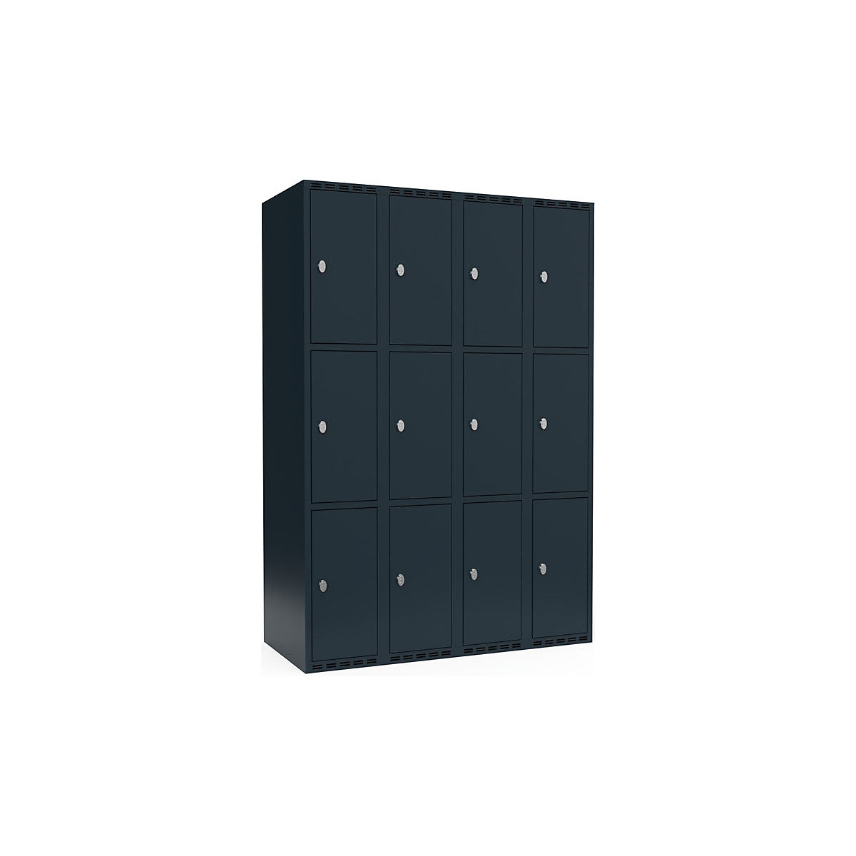 Armário de cacifos com 3 compartimentos Fydor, 4 compartimentos, cinzento, L 1200 mm, 4 compartimentos, forma de teto plano, fecho de argola-9