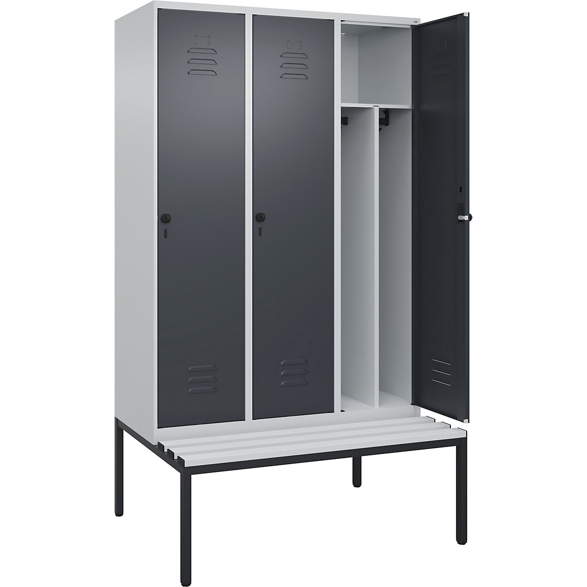 Cacifo com separação de roupa suja/limpa Classic PLUS com banco, estreito – C+P (Imagem do produto 4)-3