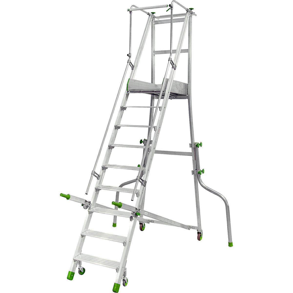 Escalera de aluminio móvil con tarima