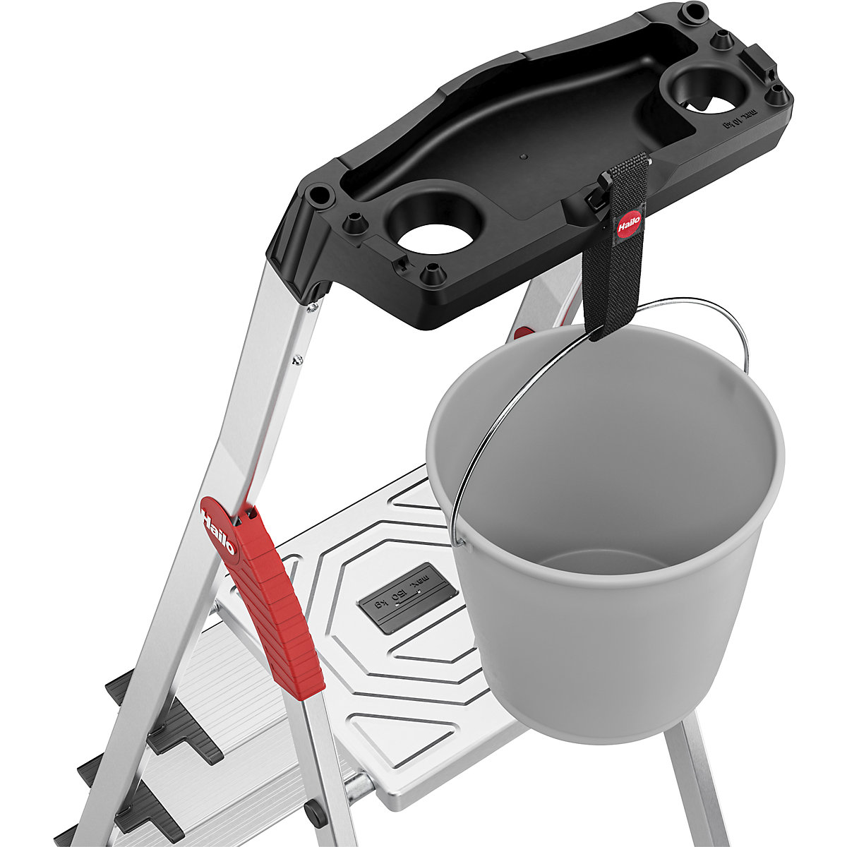 Escalera de tijera de peldaños planos de aluminio ComfortLine L80 – Hailo (Imagen del producto 4)-3