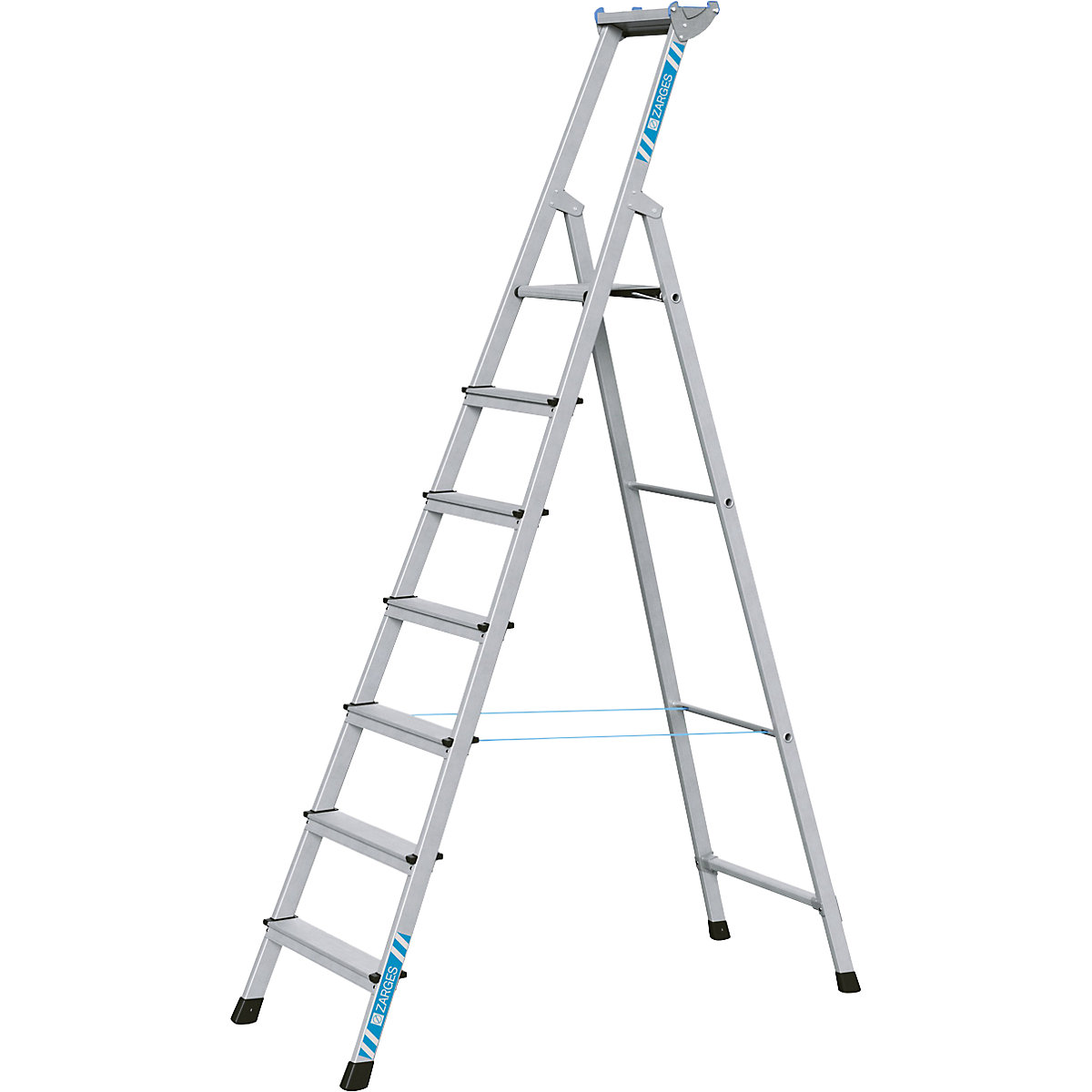 Escalera profesional de peldaños planos, ascenso por un lado – ZARGES