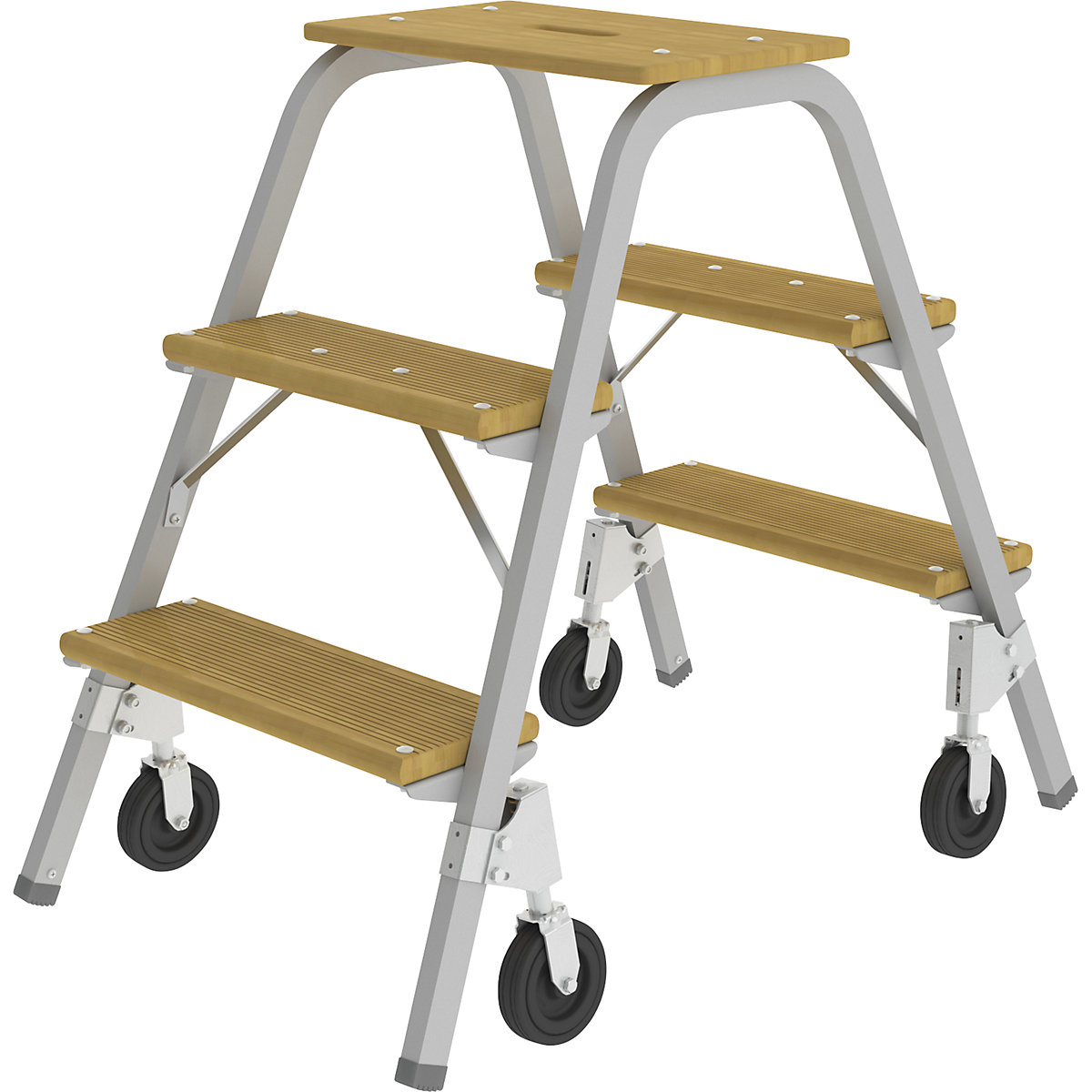 Escalerilla de tubo de acero con peldaños de madera – MUNK