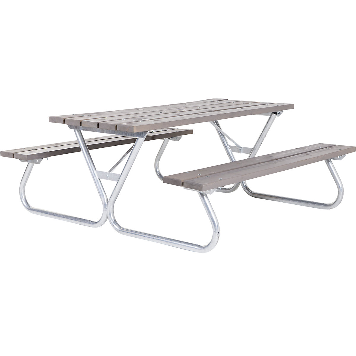 Conjunto de bancos e mesa, cinzento
