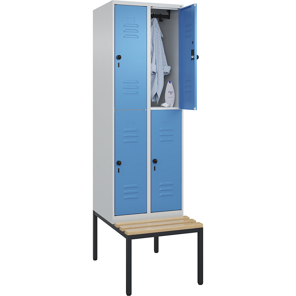 Taquilla de dos pisos Classic PLUS con banco – C+P