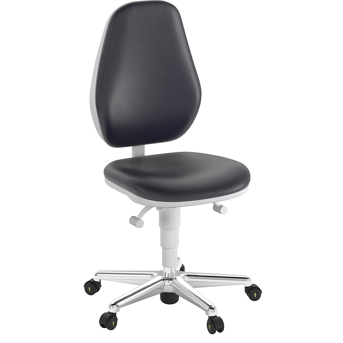 Silla giratoria de trabajo para salas blancas – bimos, con ruedas, contacto permanente, ajuste de la inclinación del asiento-1