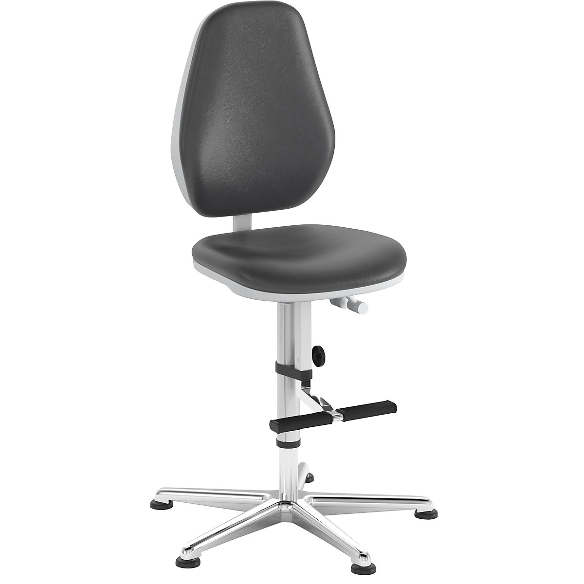 Silla giratoria de trabajo para salas blancas – bimos, con tacos y estribo, contacto permanente, ajuste de la inclinación del asiento-2