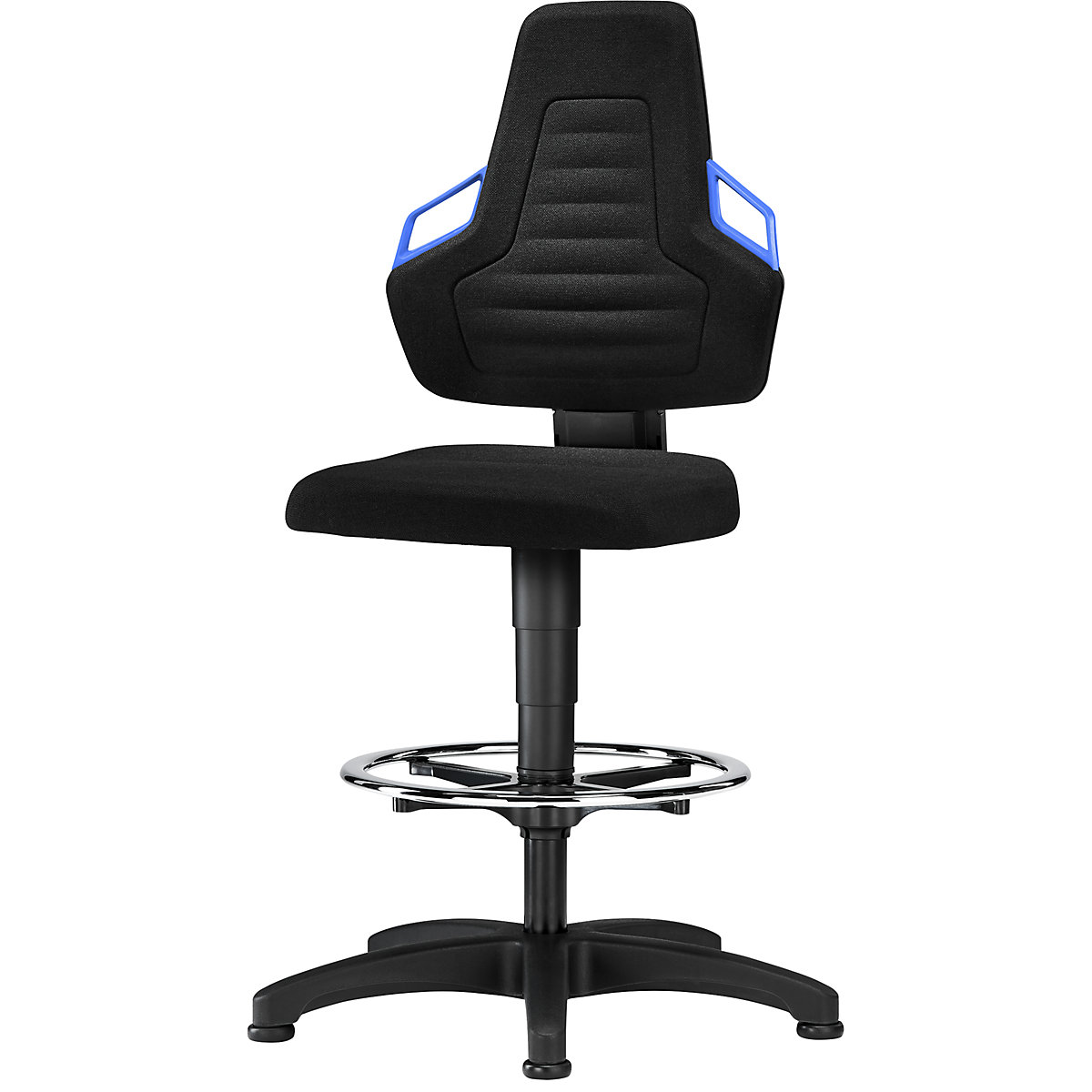 Silla giratoria de trabajo – bimos, con asa, con tacos y estribo circular, textil-8