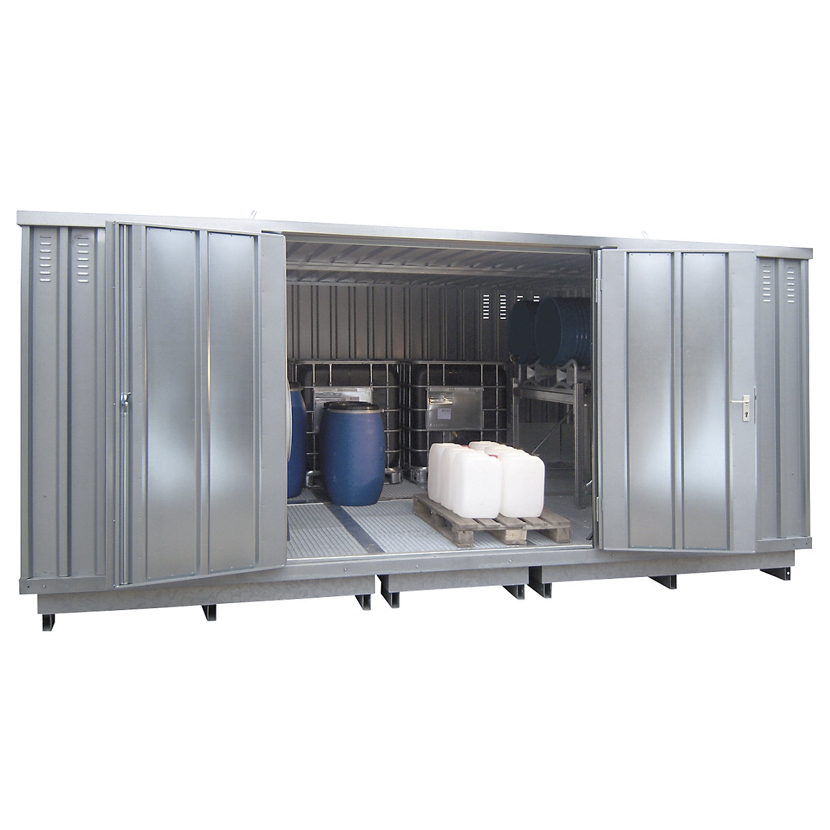 Hazardous goods container also for the active storage of flammable media – LaCont