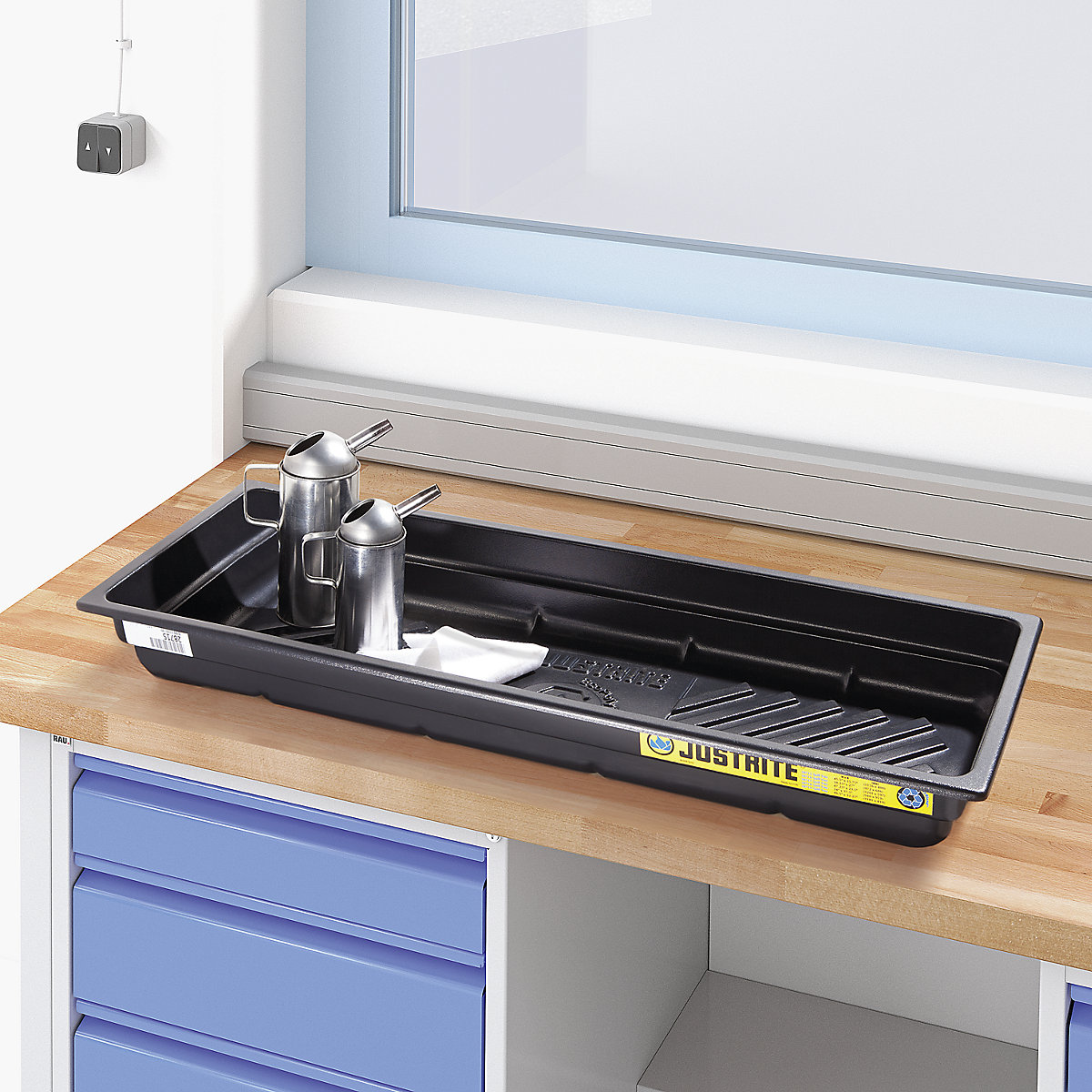 PE small universal sump tray – Justrite (Product illustration 3)-2