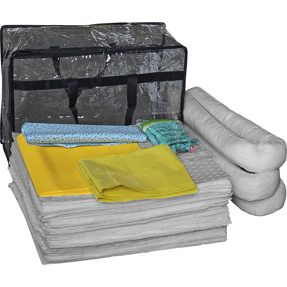 Kit for spillage emergencies with single use sealing mat - eurokraft basic