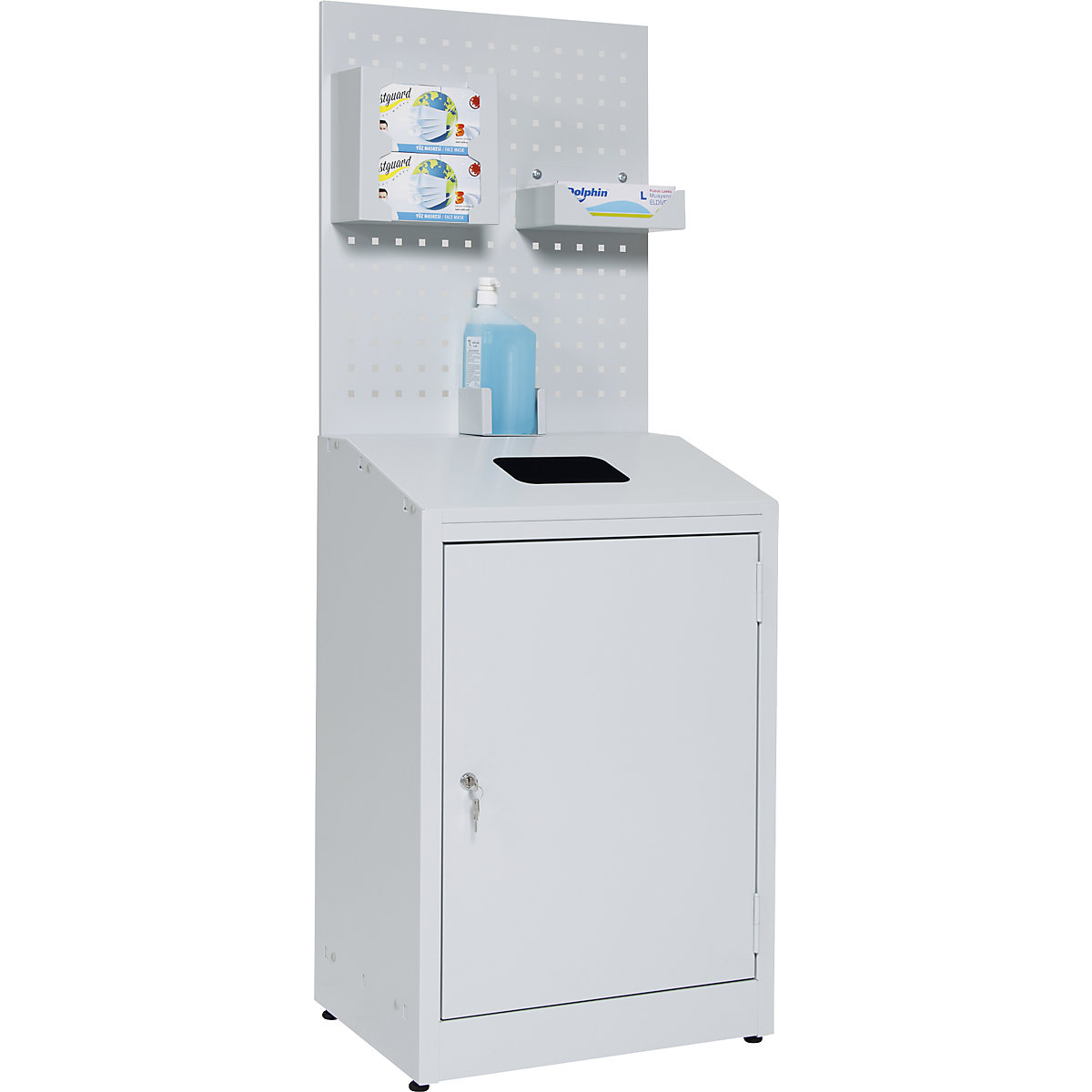 Hygiene station with perforated wall