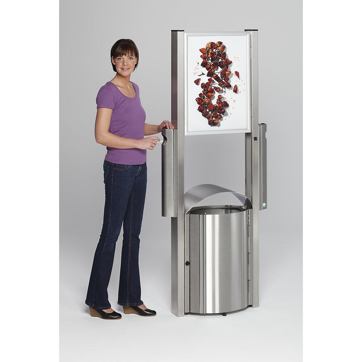 Waste collector with ashtray and advertising space – VAR (Product illustration 2)-1