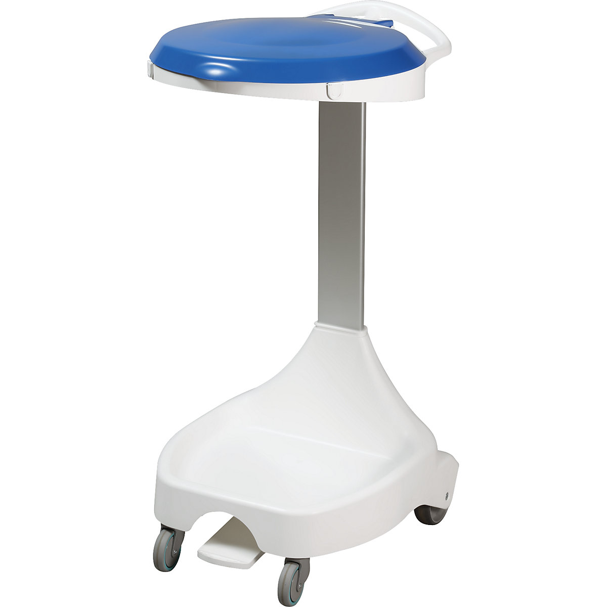 Pedal operated waste sack stand with castors