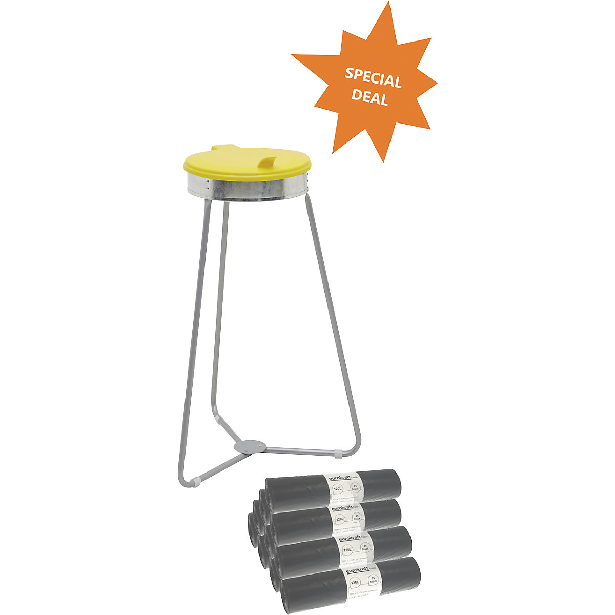 Waste sack stand with bags – eurokraft basic (Product illustration 3)-2