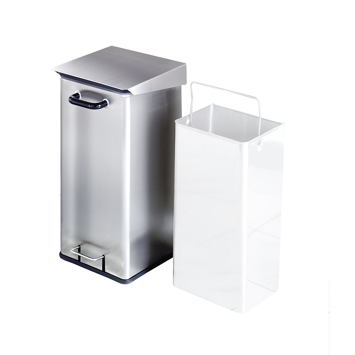 Foot pedal bin, stainless steel
