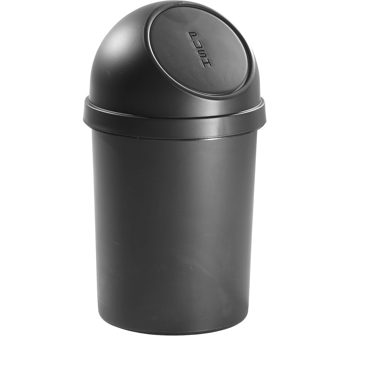 Push lid waste collector – helit, made of polypropylene, black, capacity 45 l, pack of 2-3
