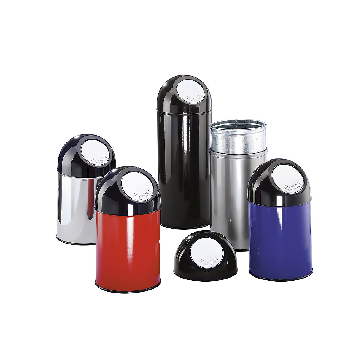 Push rubbish bin, steel (Product illustration 2)-1