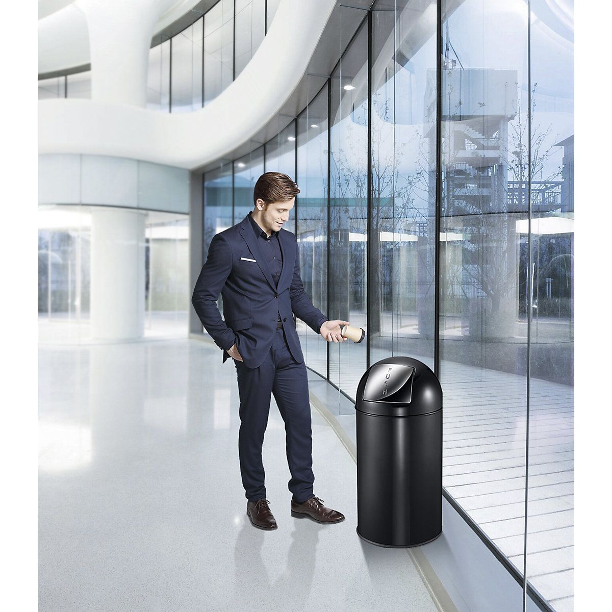 Push rubbish bin, steel – EKO (Product illustration 3)-2