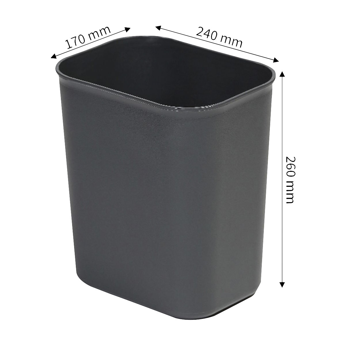 Fireproof waste paper bin, rectangular – Probbax (Product illustration 2)-1