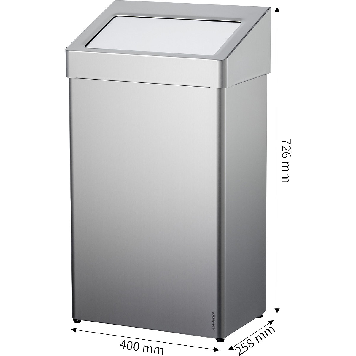 Poubelle, inox, avec couvercle rabattable – AIR-WOLF (Illustration du produit 2)-1