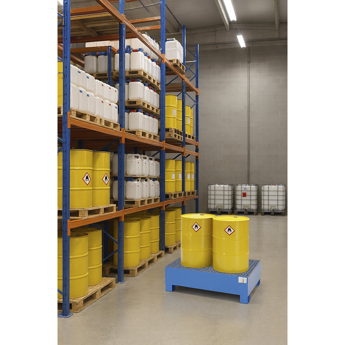 Cuve de rétention en acier pour fûts de 200 litres – eurokraft basic (Illustration du produit 9)-8