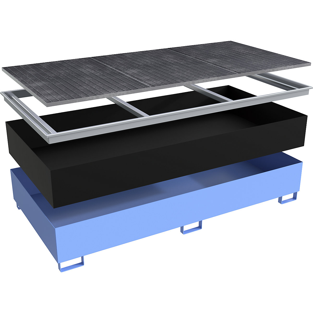 Cuve de rétention pour rayonnage avec insert en polyéthylène – eurokraft pro (Illustration du produit 2)-1